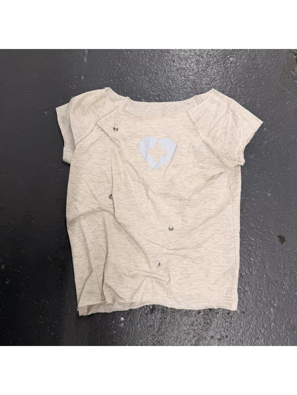 Cutsew Tee with Heart Patch Print - Size S